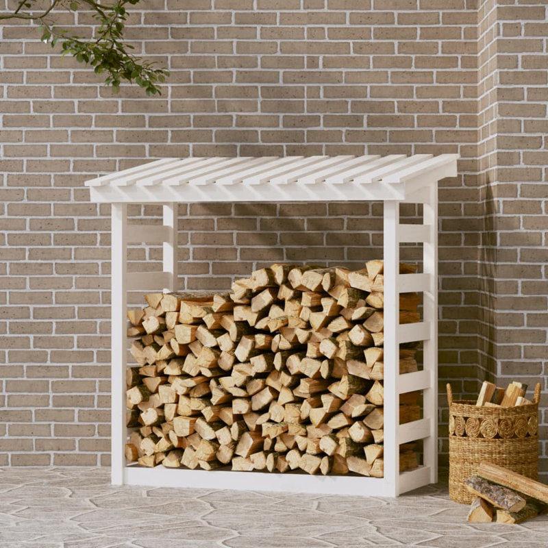 108cm W Solid Wood Log Rack, White