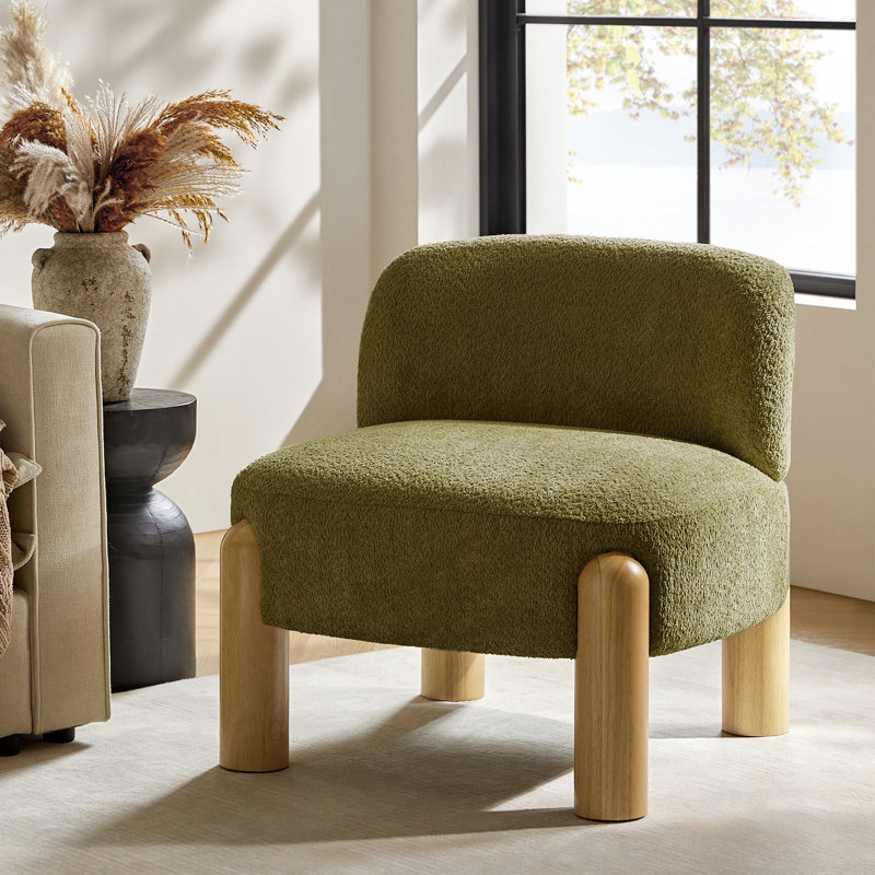 Fauteuil d'appoint moderne 28 po avec pieds en bois massif Holmgren, Moss