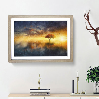 Flying Birds over a Lone Tree - Picture Frame Graphic Art Print