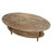 Rustic 48-Inch Solid Oval Wood Farmhouse Coffee Table with Curved Legs 