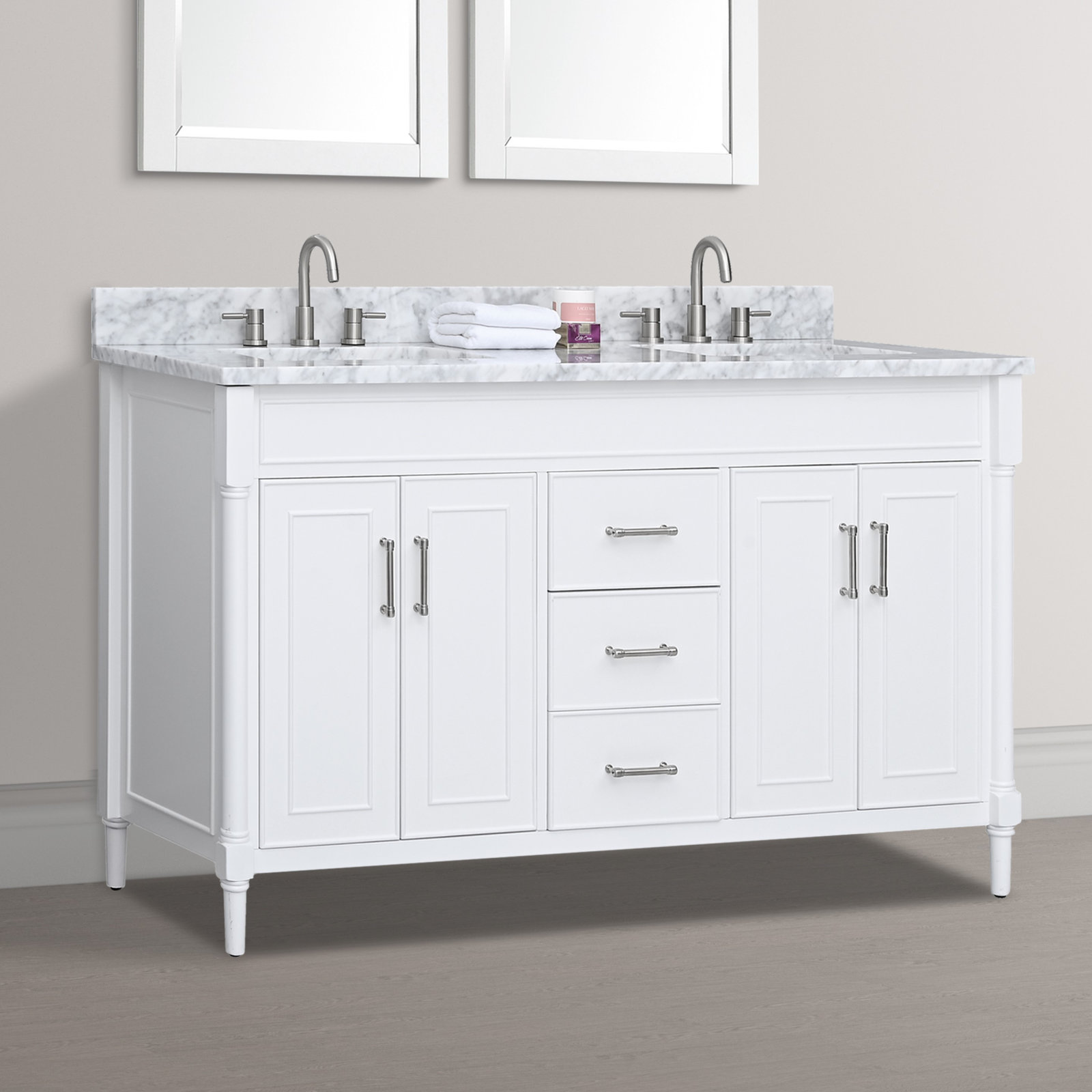 Addison 61'' Double Bathroom Vanity, White
