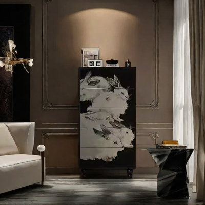 Armoire de rangement élégante en bois de frêne avec tiroirs