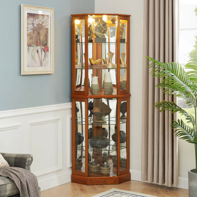 6 Shelf Corner Curio Display Cabinet With Lights