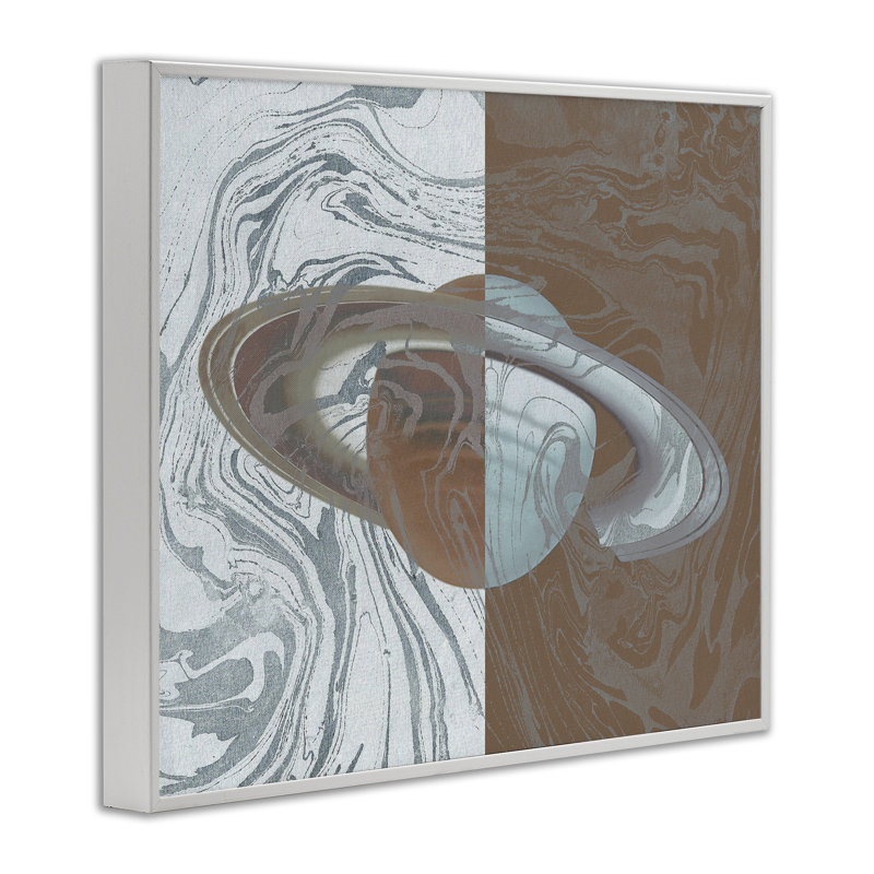 Abstrait art marbré, estampe numérique par Daphne Polselli, Estampe numérique encadrée blanc bord de mer, H 24 po x l 30 po
