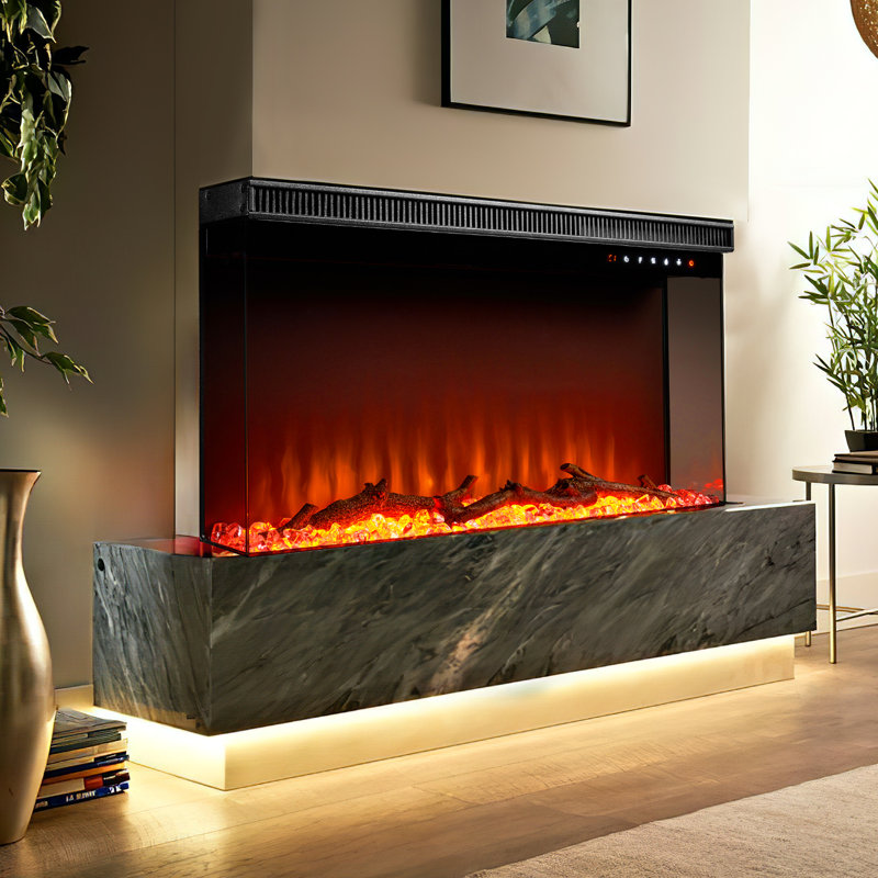 Slauson 30'' W Black Electric Fireplace