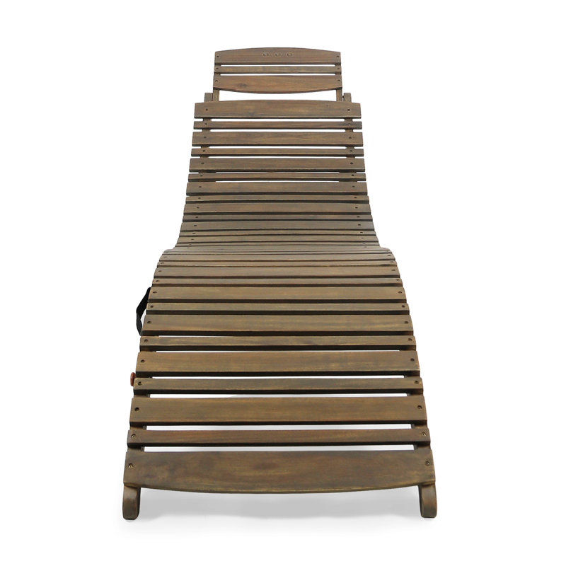 Baldesi 72.75" Long Acacia Single Chaise, Gray