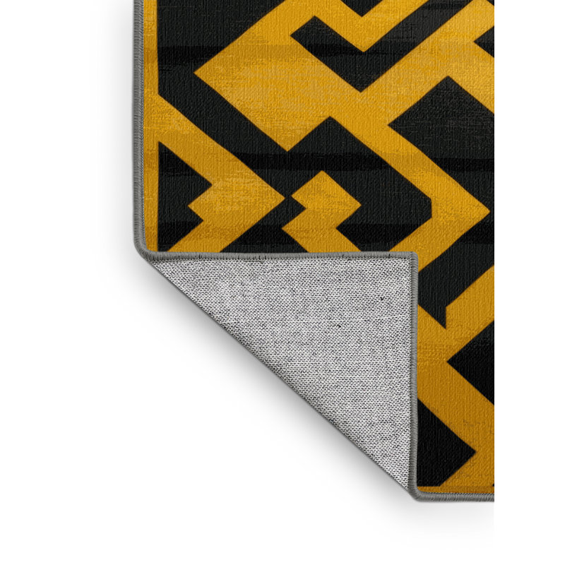 Machine Washable Trellis Brown Area Rug, Square 5'