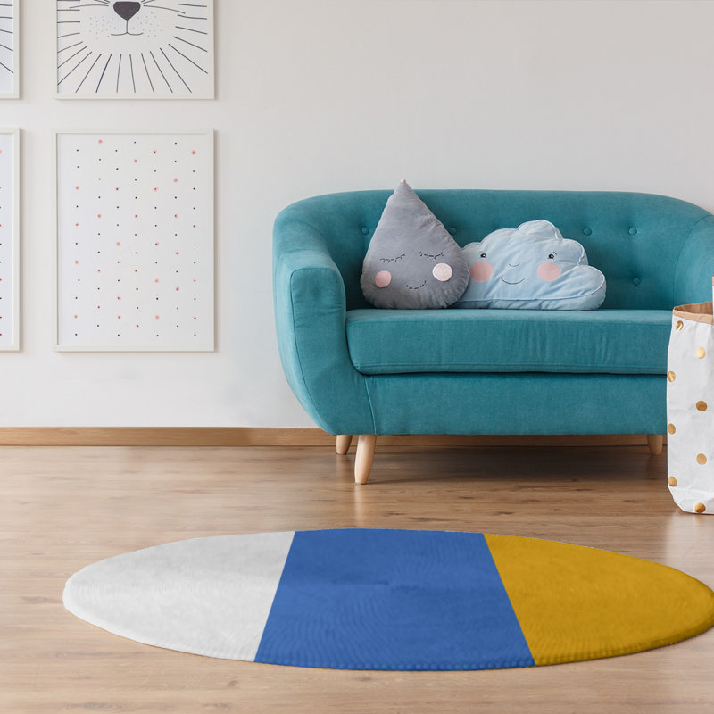 Tapis bleu/jaune, Rond 5 pi