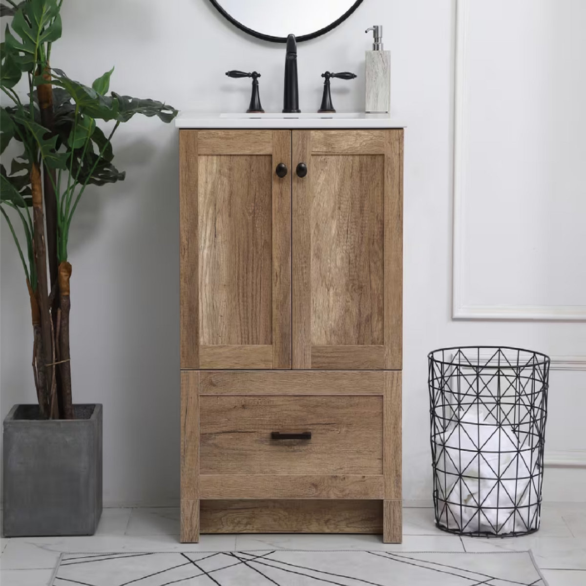 Elegant Kitchen And Bath 24 Inch Single Bathroom Vanity In Natural Oak ...