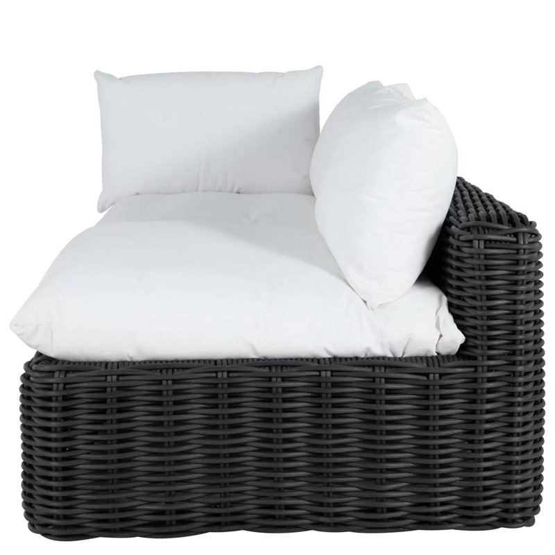 Montecito N-Dura Resin Wicker Outdoor Left Arm Facing Loveseat - Onyx, No, Linen Snow