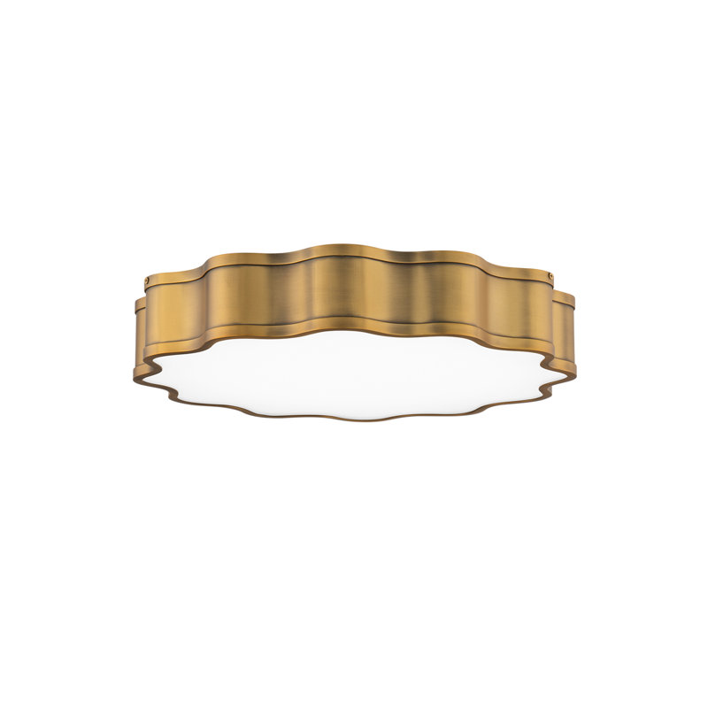 Vaughan Dimmable LED Wall & Ceiling Flush Mount, Aged Brass, 3" H x 20" W x 20" D