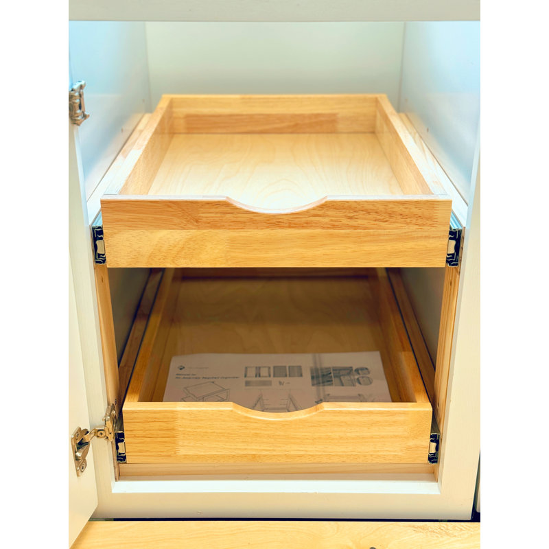 Slide-out Shelf Soft Close Rails Double Layer Organizer No Assembly Required, 14" H x 18" W x 20"D