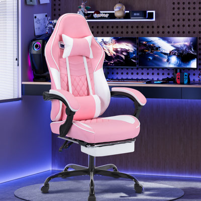 Kylen Gaming Chair with Massage Lumbar, Adjustable Headrest & Footrest by Wrought Studio