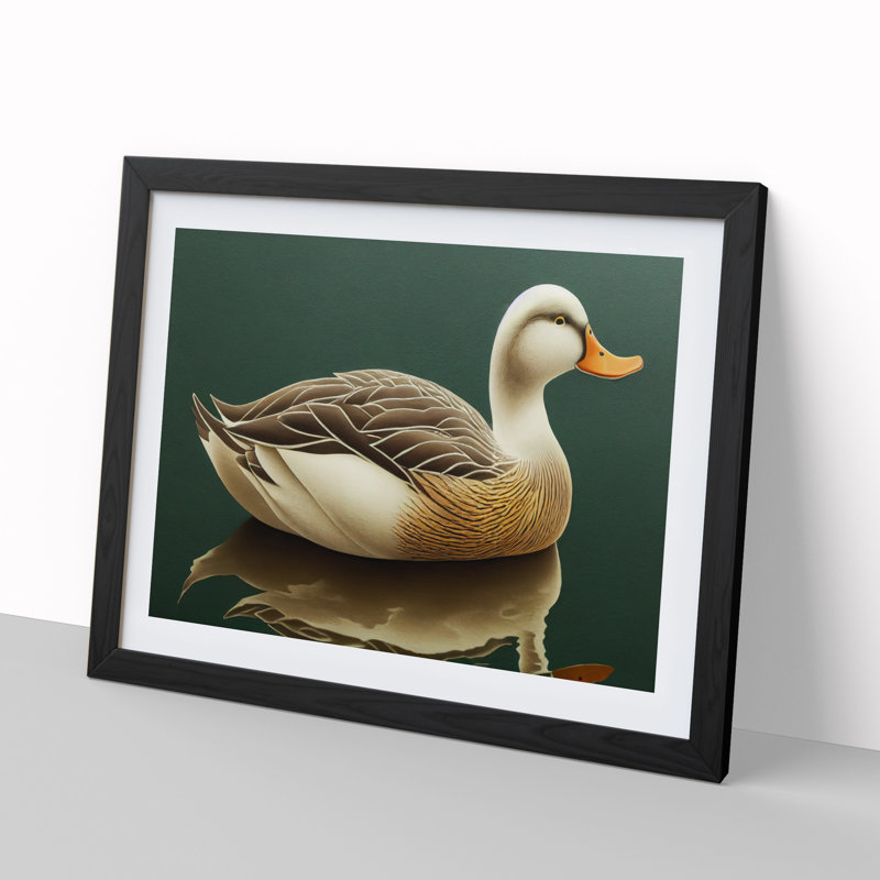 Serene Duck - Single Picture Frame Print, 46cm H x 64cm W x 2cm D, Black