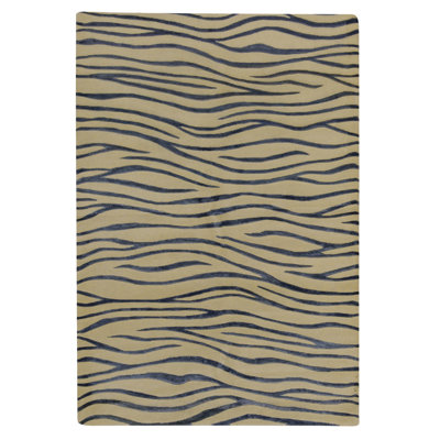 Tapis ivoire et bleu clair noué à la main de haute qualité