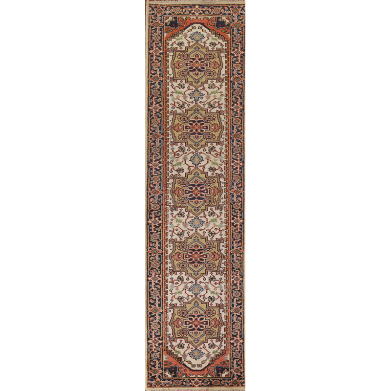 Tapis de couloir géométrique ivoire traditionnel 3 x 12