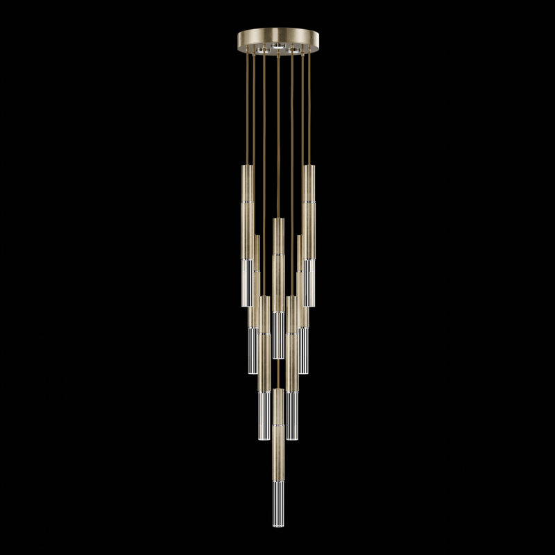Antonia 11 - Light LED Pendant, Standard Soft Gold Leaf/Nickel