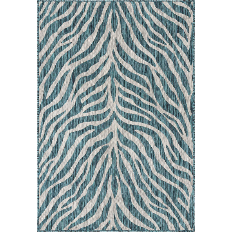 Tapis d'extérieur joyeux vert-bleu, Rectangle 4 pi x 6 pi