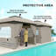 Pavillon de jardin en acier galvanisé avec teinte grise avec espace extérieur, acier galvanisé et polyester