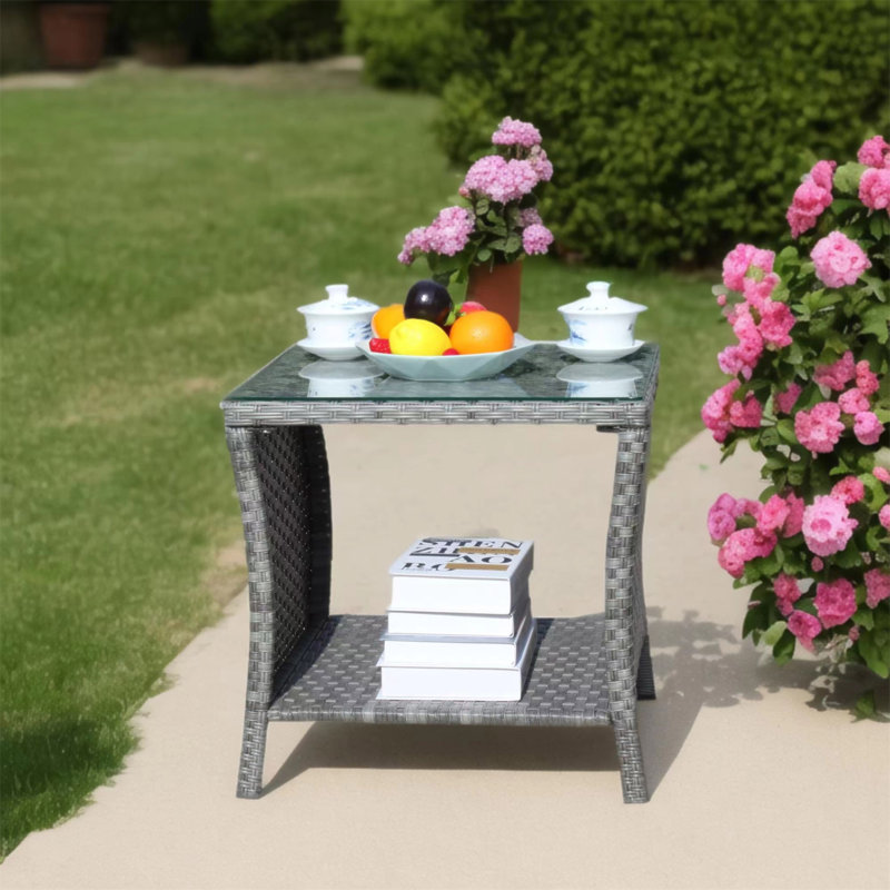 Table basse avec patio extérieur en verre trempé transparent