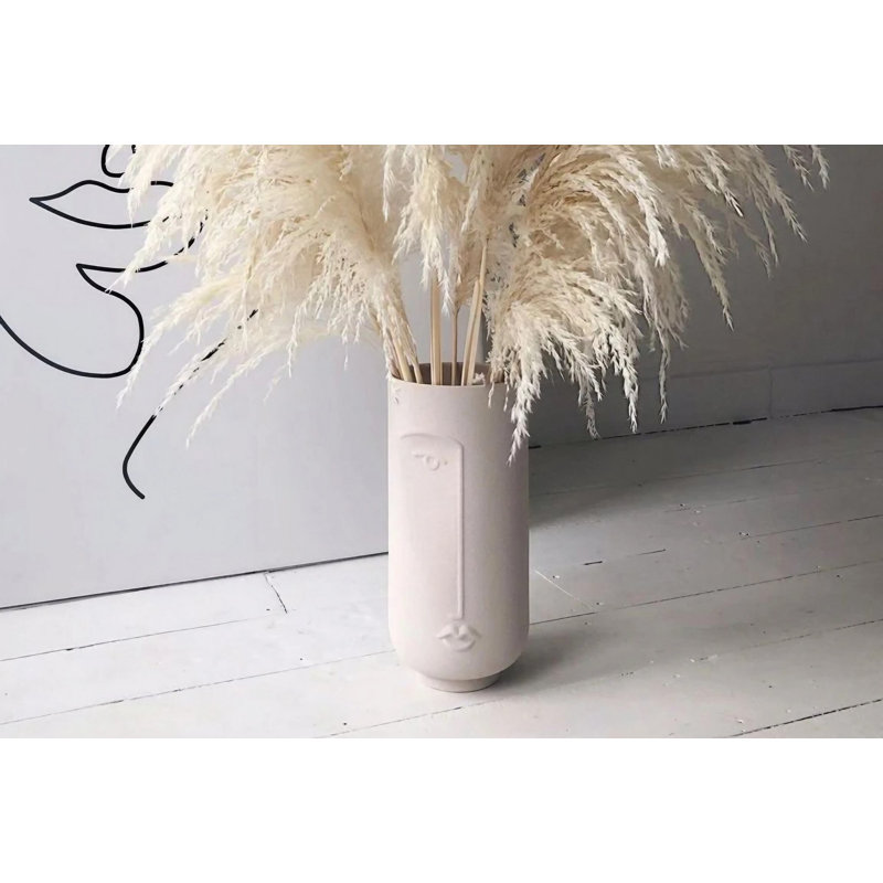Corvon Ceramic Table Vase, Cream, 20cm H x 10cm W x 10cm D