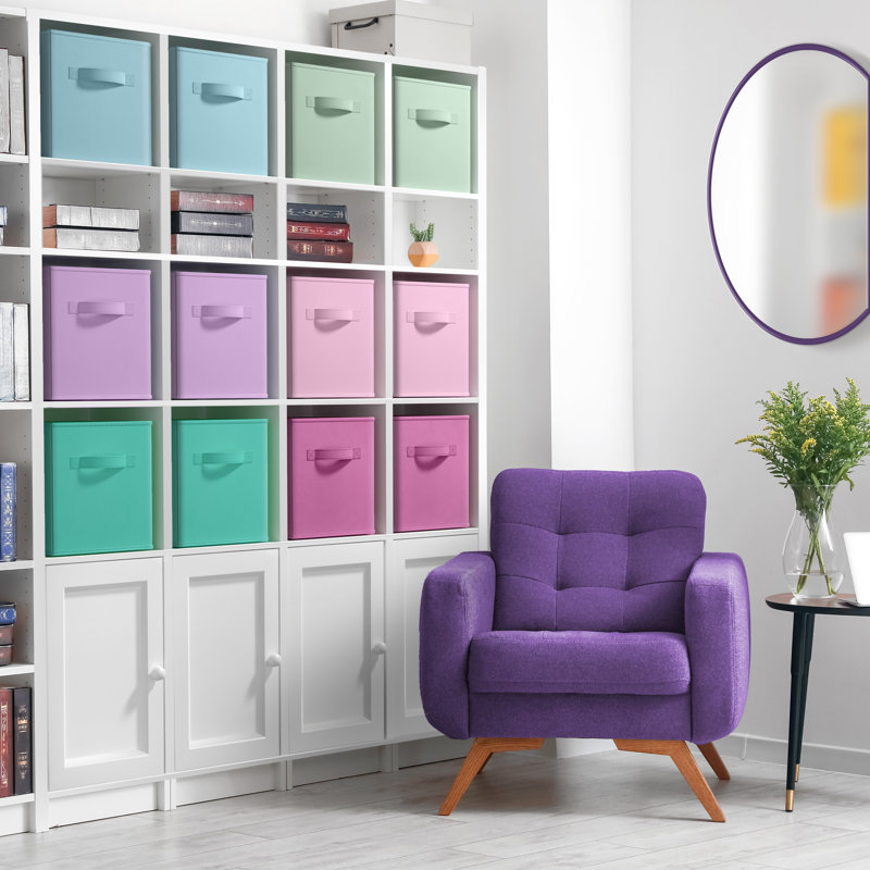 Sorbus 11-inch Storage Bins - Collapsible Fabric Storage Cubes with Handles, 12 Pack - Pastel Combo, Pastel Combo