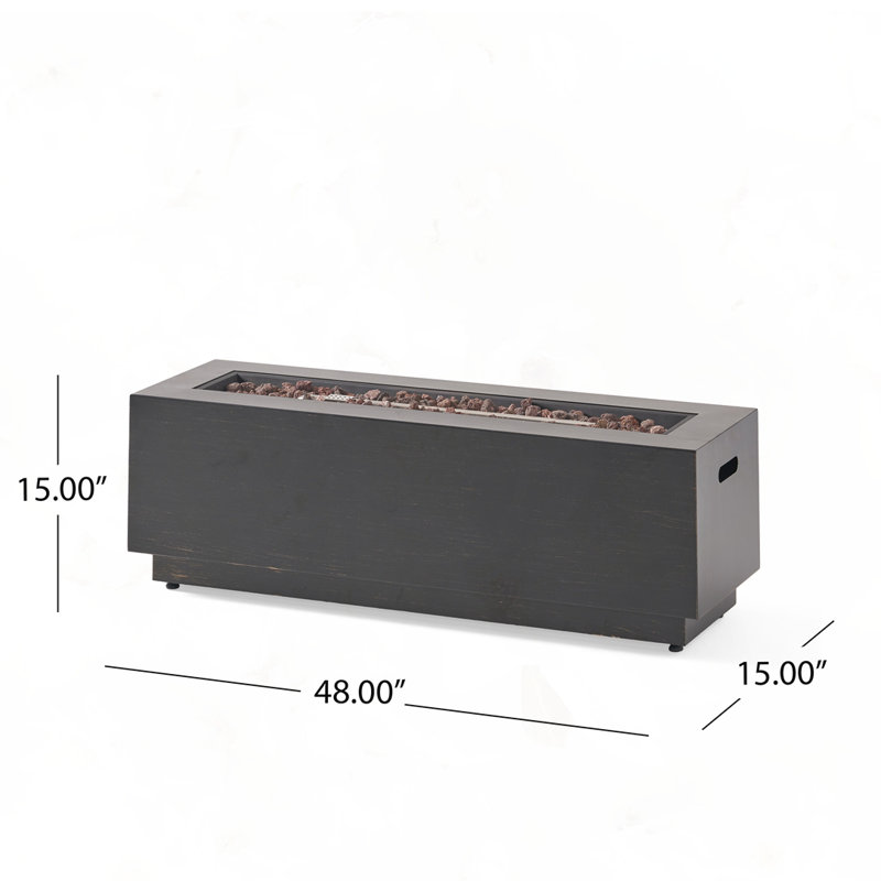 40" Outdoor Rectangular Iron Propane Fire Pit