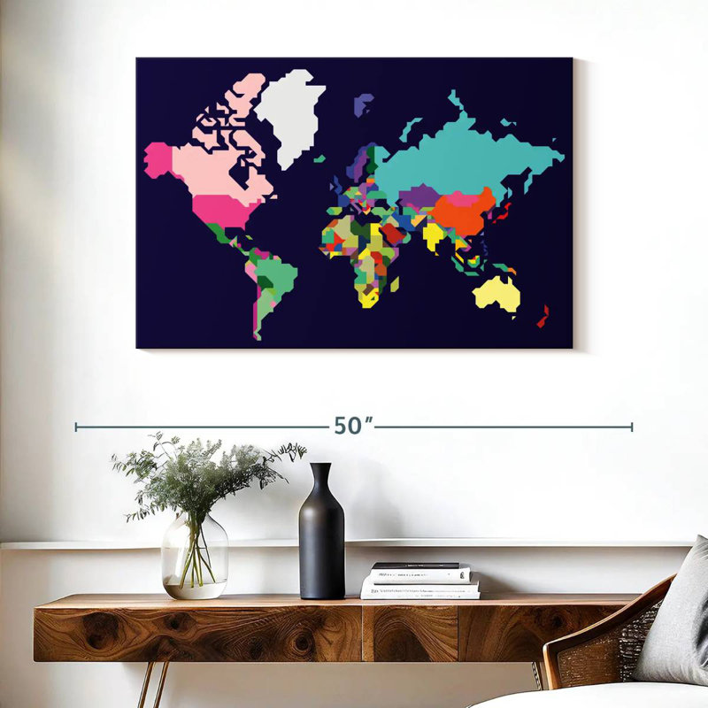 Carte du monde pastel Aliaz, H 26 po x l 39 po