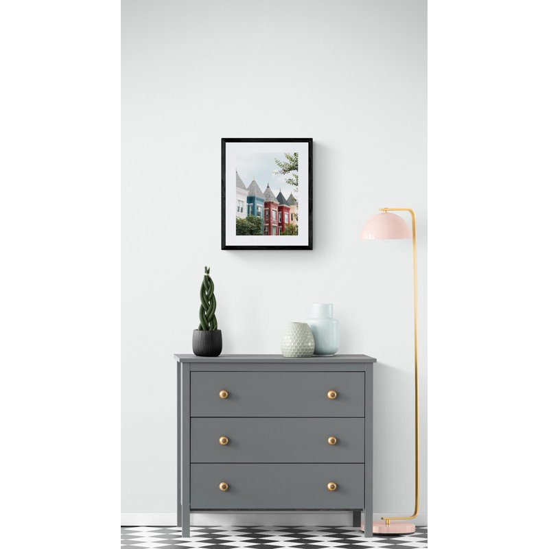 Row Houses Print by Angela Pan, Black Framed Paper, 20" H x 16" W