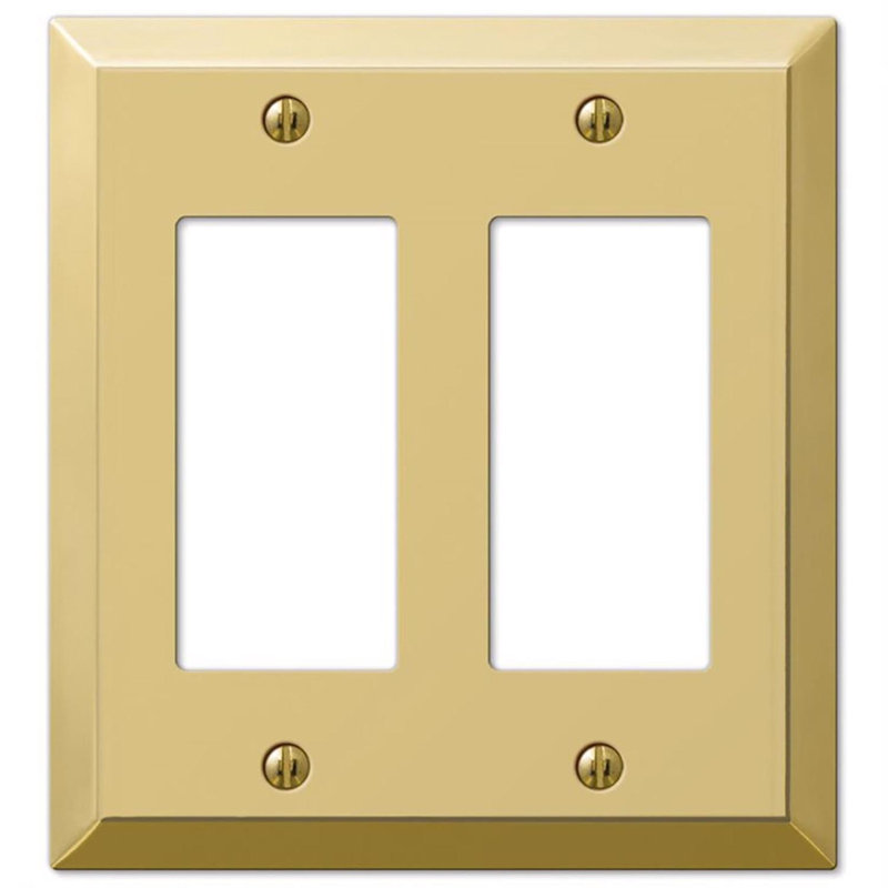 Amerelle Century Polished Brass 2 gang Metal Decorator Wall Plate 1 pk