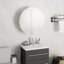 Latitude Run® Bathroom Cabinet With Round Mirror&LED Black 18.5"X18.5"X6.9"-153325076-193539373