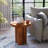 Modern Solid Wood Round End Table with Sculptural Pedestal Base, Walnut Finish-1484847008