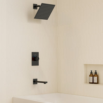 Ensemble de robinet de douche AquaSpa avec bec de baignoire, pomme de douche à pluie de 8 pouces avec valve