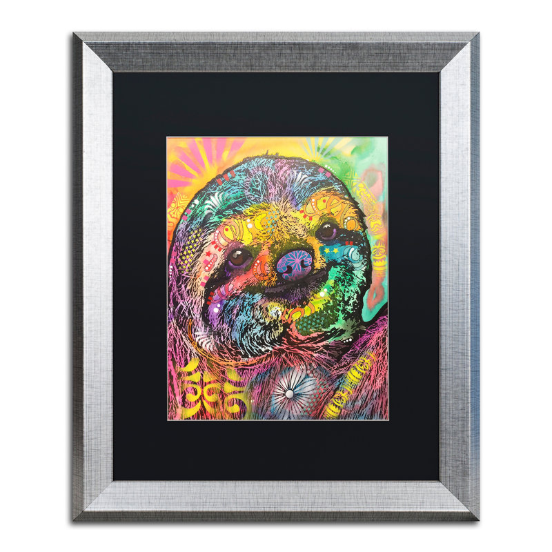 « sloth », impression, Noir, H 20 po x l 16 po x P 0,5 po, Cadre argenté