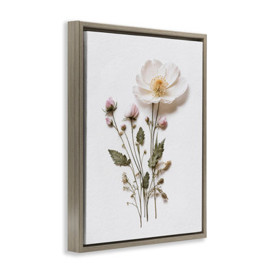 Cadre flottant simple à fleurs pressées, design par lettré et doublé