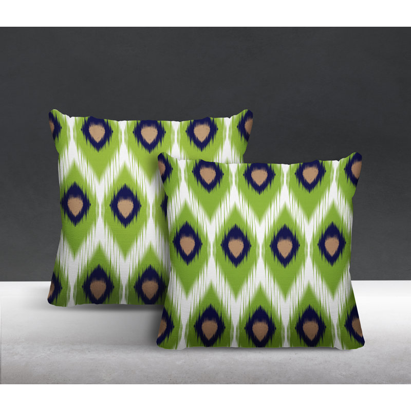 Coussin décoratif intérieur / extérieur abstrait, L 15 po x H 15 po, Chartreuse