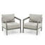 Chaise longue d'extérieur en aluminium 2 pièces Trombley avec coussins gris