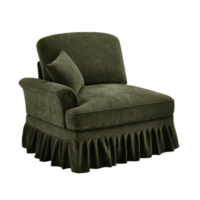 Assise simple en chenille, pétales en forme, rembourrage doux et multiples options de rangement en L avec volants détachables, soutien du dos segmenté, pieds fuselés pour un look élégant