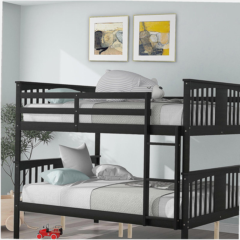 Lit superposé avec échelle, mobilier de chambre à coucher, chambre d'amis , Espresso