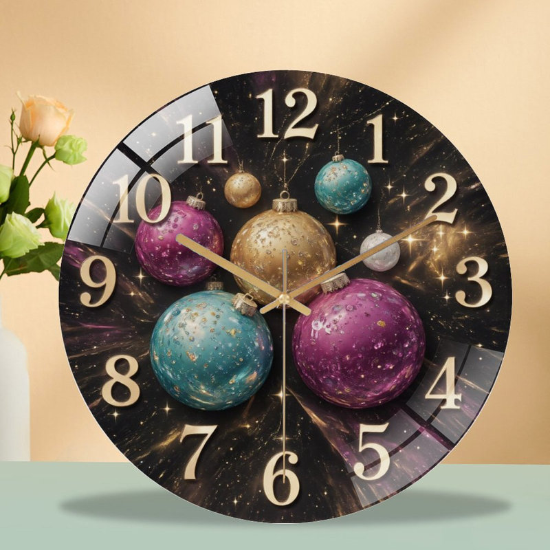 Horloge murale festive en verre