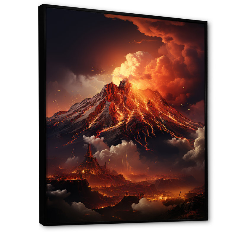 Éveil volcanique volcanique I, Cadre flottant noir, H 40 po x l 30 po x P 1,5 po