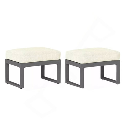 Set of 2 26" All-Weather Aluminum Patio Ottomans Footrests with Thick Cushions
