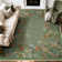 Floral Vintage Washable Dusty  Green Area Rug with Non Slip Backing - Low Pile Durable Carpet for Living Room, Bedroom, Dining Room or Office Decor