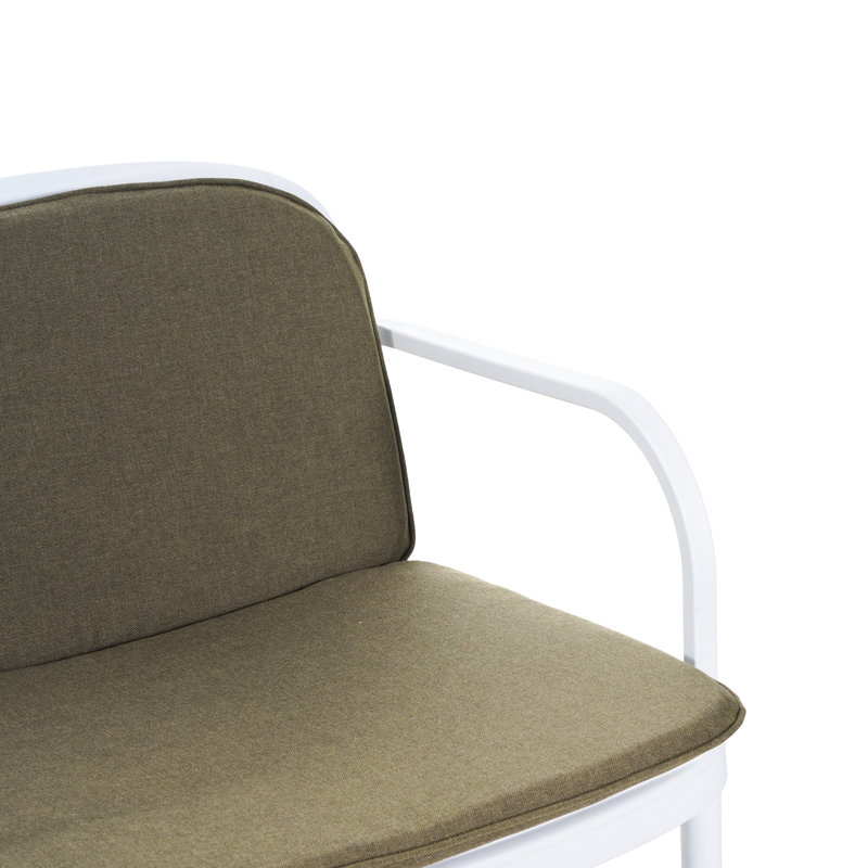 Ensemble de conversation d'extérieur 3 pièces avec cadre en PP blanc et coussins - 2 chaises club 1, rouille, poids léger, support ergonomique par cadre, coussins, -, facile à réarranger, rouille