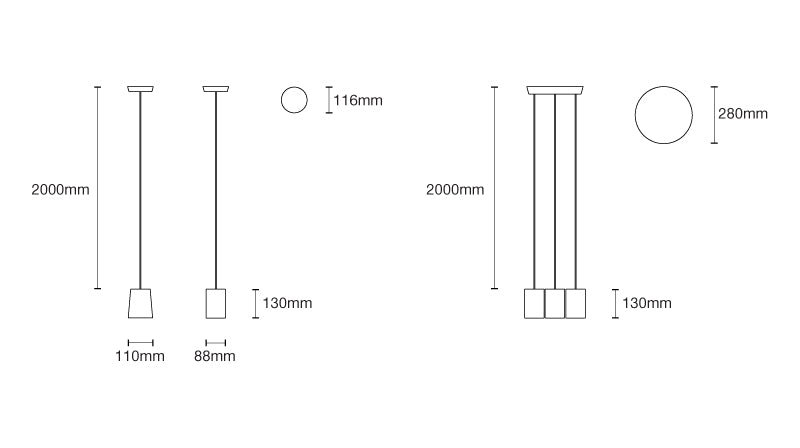 Solid 6 - Light LED Pendant, Natural Oak