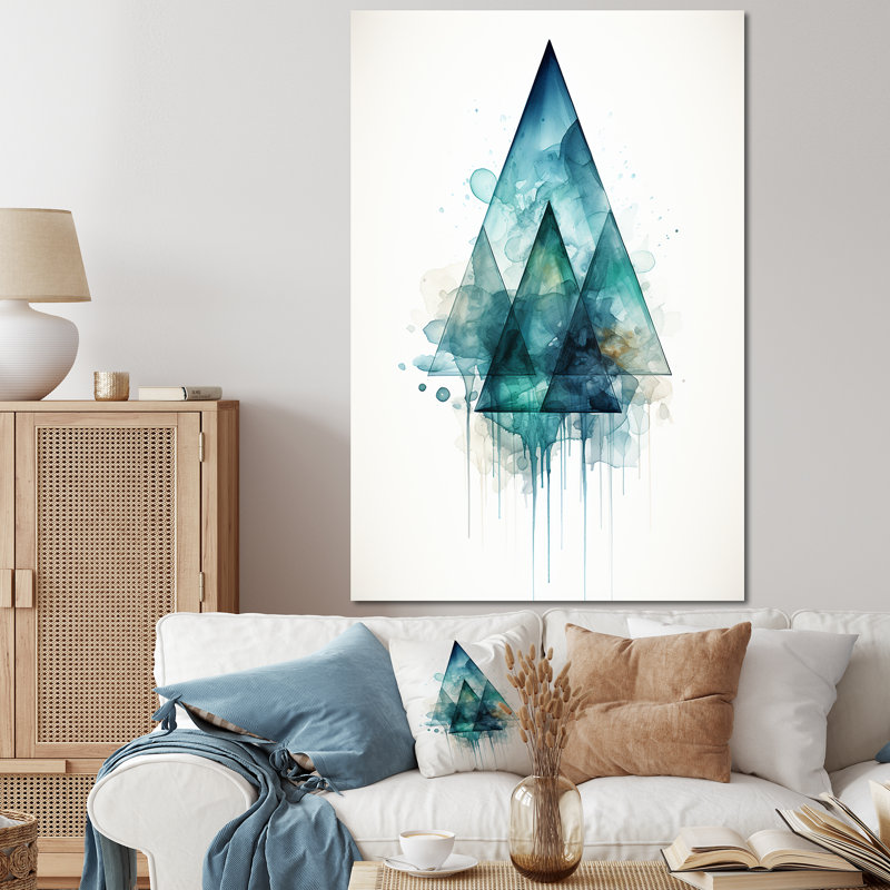 "Échos bleus émeraude de la pyramide", Toile tendue, H 60 po x l 40 po x P 1,5 po