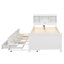 Lit plateforme simple avec tête de lit avec rangement, USB, cadre de lit en bois avec lit gigogne simple et 3 tiroirs, pour enfants adolescents, aucun sommier nécessaire, assemblage facile, blanc-1950388051-1950388050