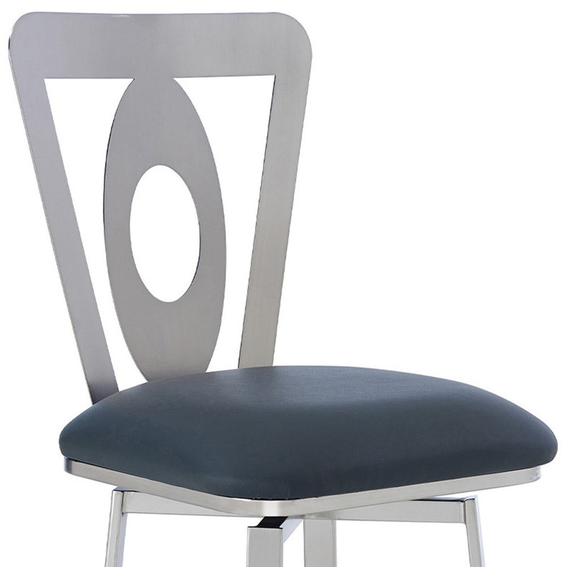 Chaise pivotante 46 po en similicuir et fer gris, Argent argent
