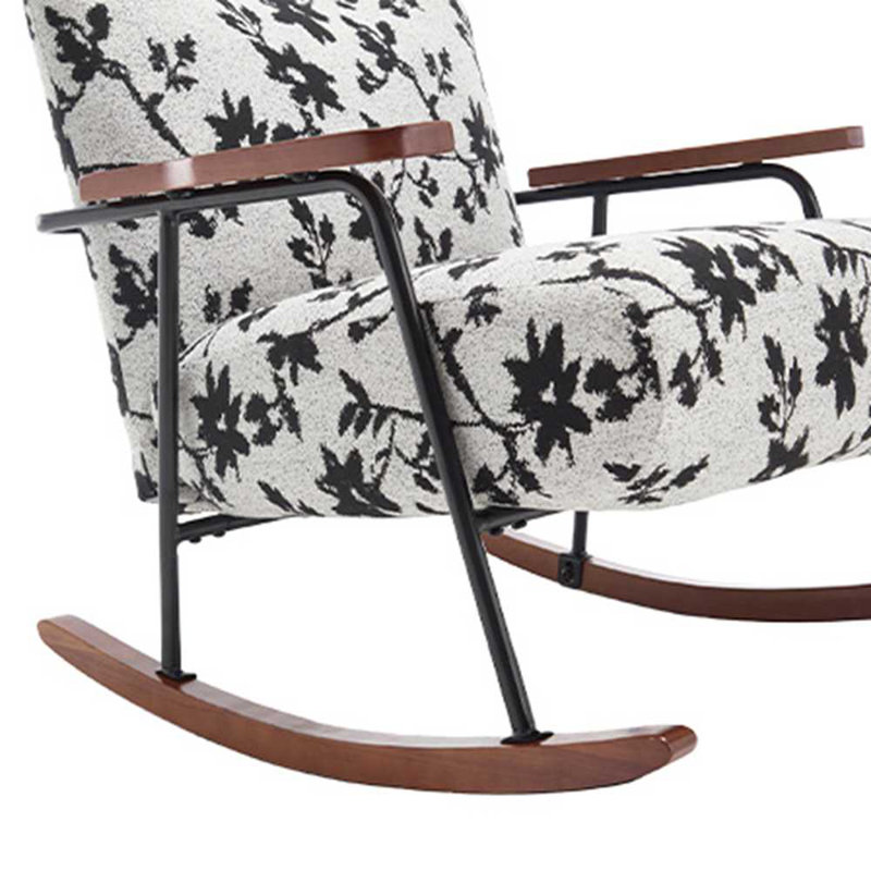 Chaise avec accoudoirs Modern, Blanc / tissu noir