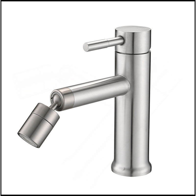 Robinet de salle de bain en nickel brossé pour robinet à 2 modes pour lavabo de salle de bain avec aérateur rotatif à 360 °